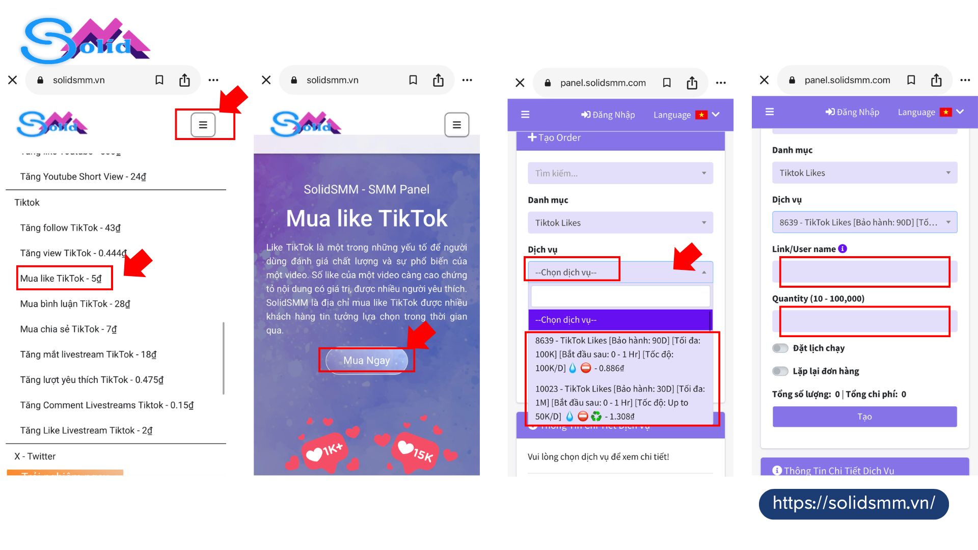 Cách tăng like TikTok tại SolidSMM.vn